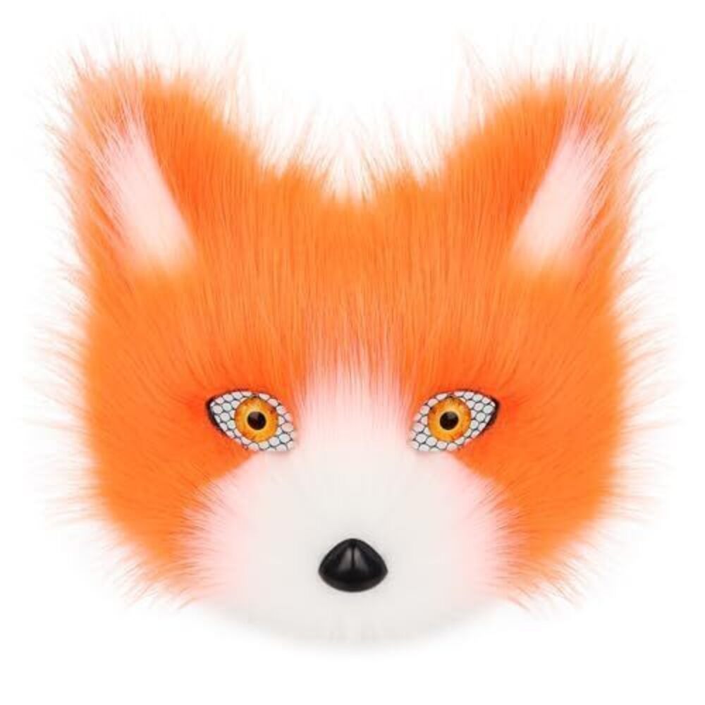 5573 Therian Furry Faux Fur Fox Cat Mask Halloween Animal Theme Costume
